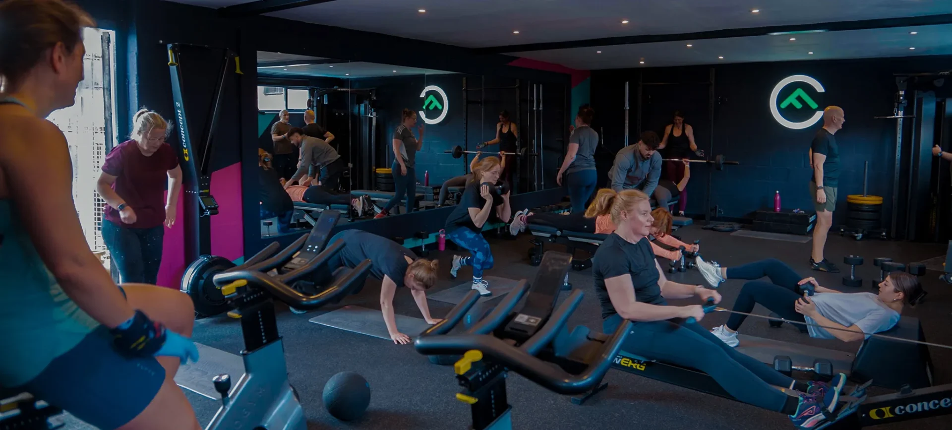 Members training during a coached group personal training session at Fit Club York gym