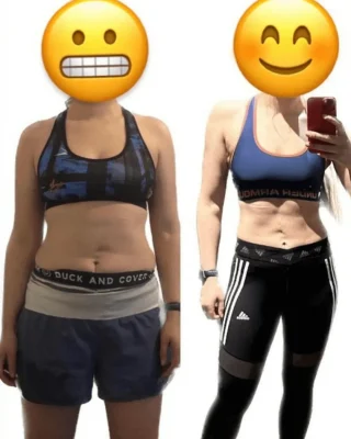 Before and after body transformation photo of Fit Club York member Hannah after the 6 Week Challenge