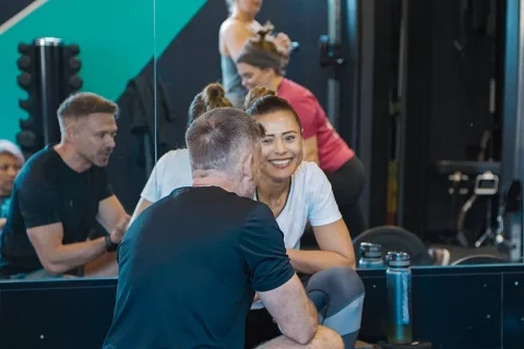 Fit Club York members chatting during a supportive group training session