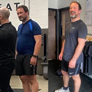 Before and after transformation photo of Fit Club York member Tom after completing the 6 Week Challenge